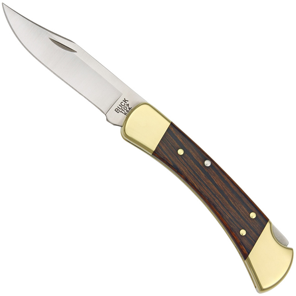 Buck Model 110 Plain Edge Blade Folding Knife Golden Plaza