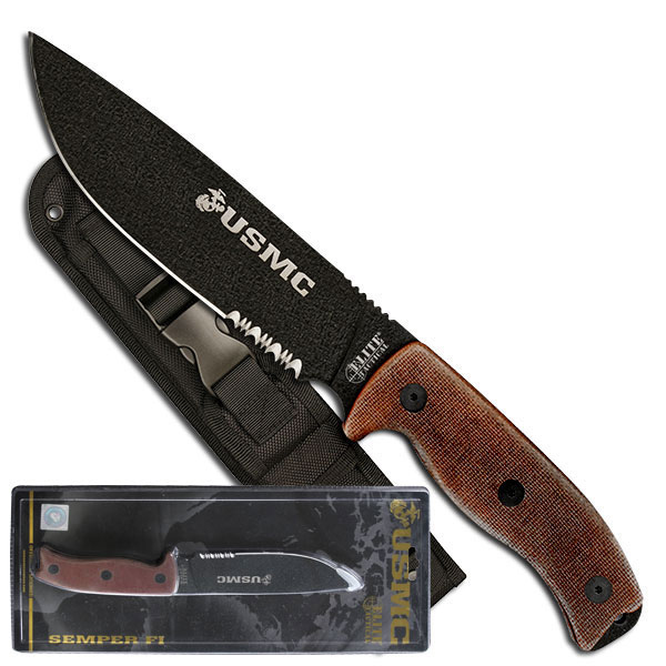U.S. Marines By MTech USA M1021TNCS Fixed Blade Knife Golden Plaza