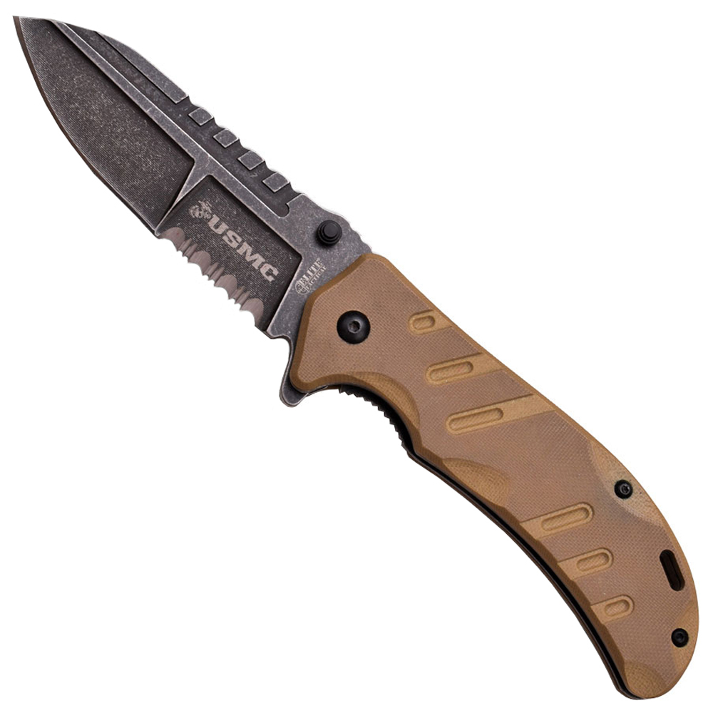 US Marines G10 Handle Serrated Thick Blade Folding Knife Wholesale