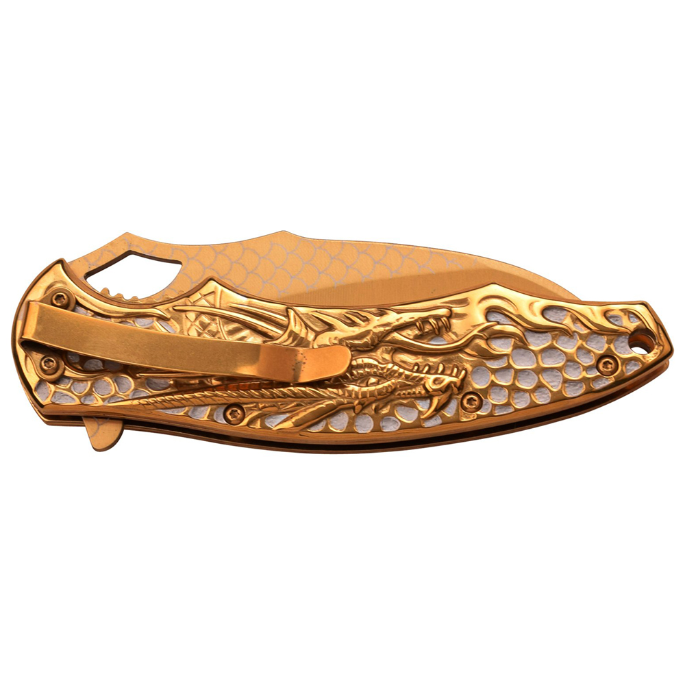 Masters Collection Acid Etch Stainless Steel Handle Folding Knife