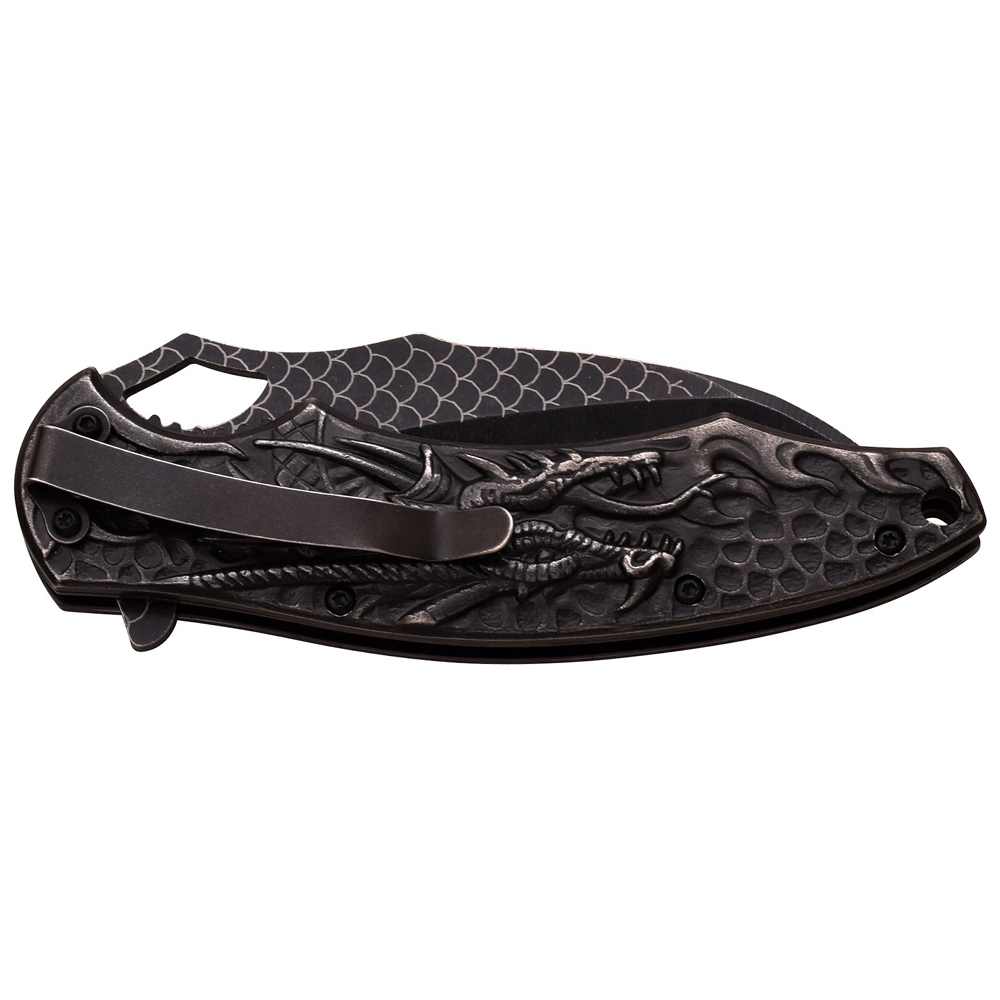 Masters Collection Acid Etch Stainless Steel Handle Folding Knife