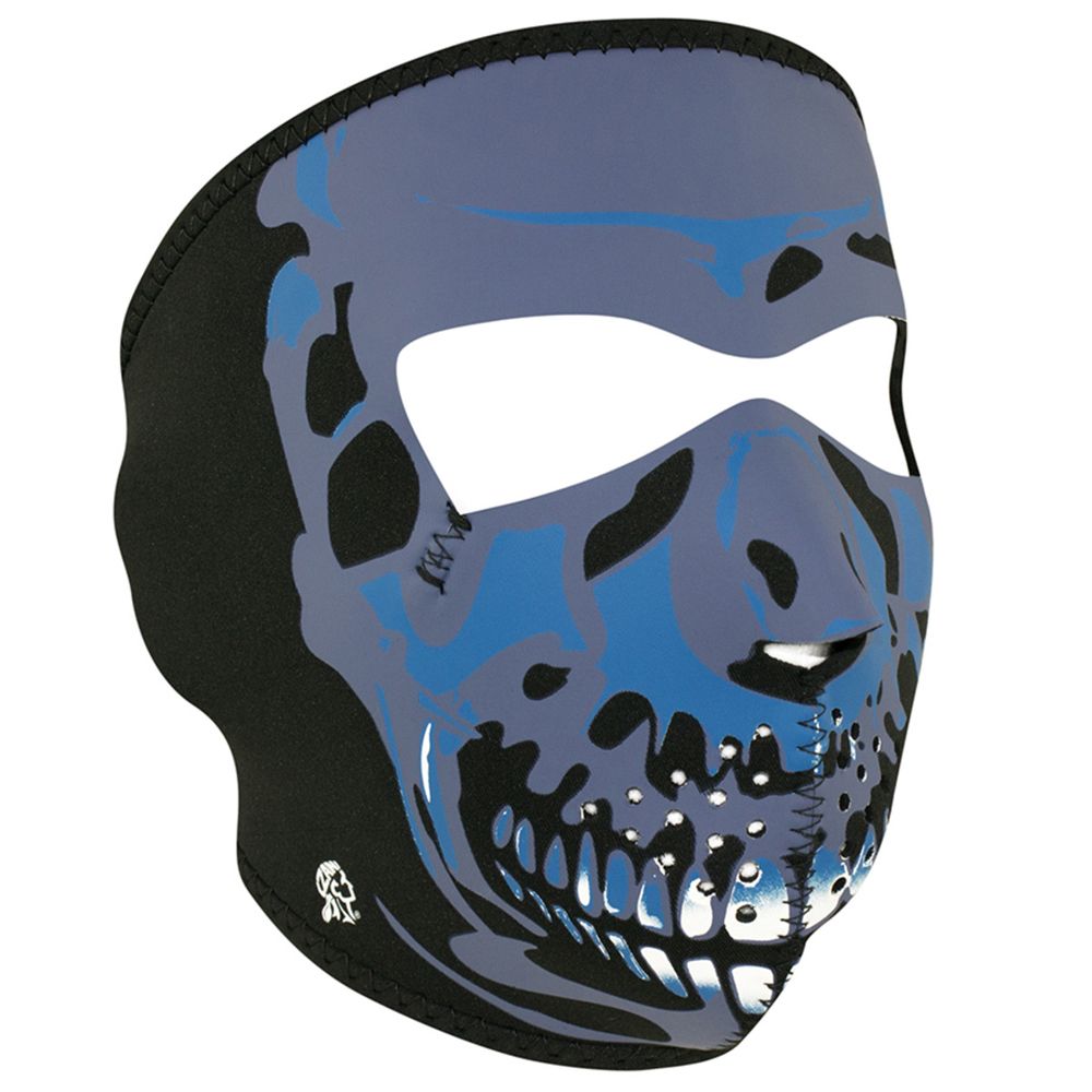 Zan Headgear Blue Chrome Skull Neoprene Face Mask Golden Plaza