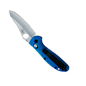Benchmade Blue Mini Griptilian Satin Plain Blade Folding Knife