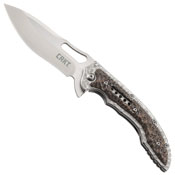CRKT Ikoma Fossil Stainless Steel Handle Folding Blade Knife
