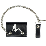 Tri-Fold Wallet with Chain Mud Flap Girl - Black