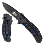 MTech USA Blue Liner Handle 4.5 Black Folding Knife