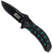 MTech USA Green Liner Handle 4.5 Black Folding Knife