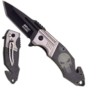MTech USA Skull Design On Checked G10 Handle 4.75  Folding Knife