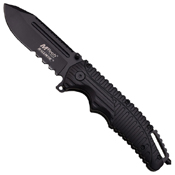 MTech USA A862BK Half Serrated Edge Folding Knife - Black