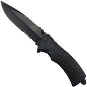 Master USA Black Blade Half Serrated Folding Knife